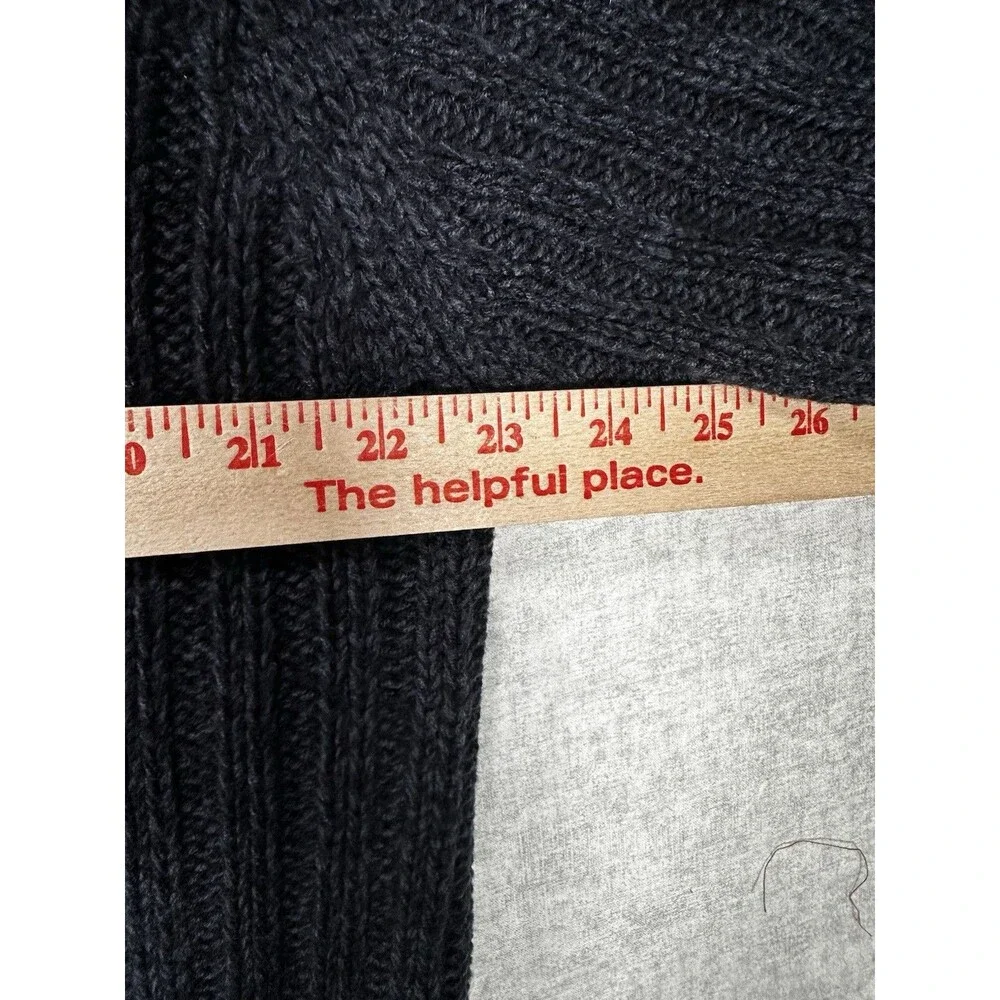 Ravi Bajaj Cable Knit Turtle Neck Sweater Navy Blue Black Trim Men’s Size XL